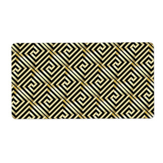 Etiqueta Patrón de clave griega negro, dorado