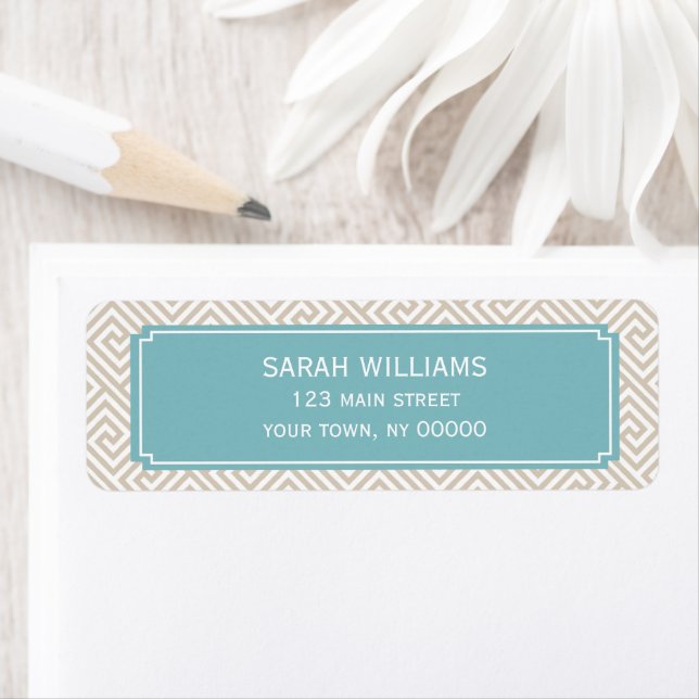 Etiqueta Patrón de claves griegas de Tan y Aqua (In situ)