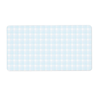 Etiqueta Patrón de comprobación de Gingham. Azul pálido y b