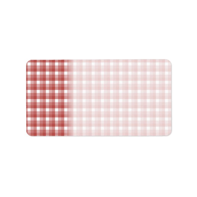 Etiqueta Patrón de comprobación de Gingham. Rojo y blanco. (Frente)
