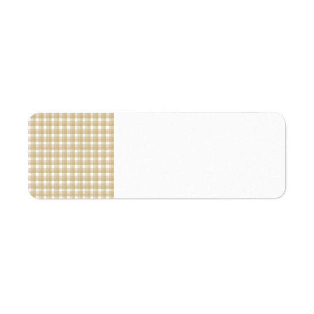 Etiqueta Patrón de comprobación marrón claro. Beige gingham (Frente)
