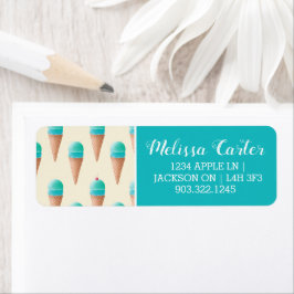 Etiqueta Patrón de cono de crema de hielo azul, amarillo cl