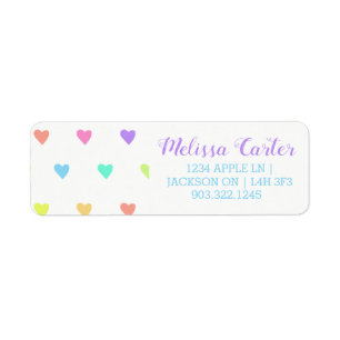 Etiqueta Patrón de Corazones Arcoiris de Pastel Cute Pastel