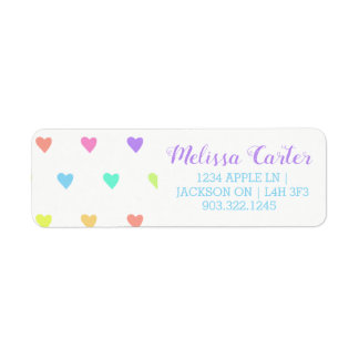 Etiqueta Patrón de Corazones Arcoiris de Pastel Cute Pastel