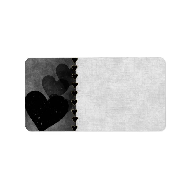 Etiqueta Patrón de corazones negros (Frente)