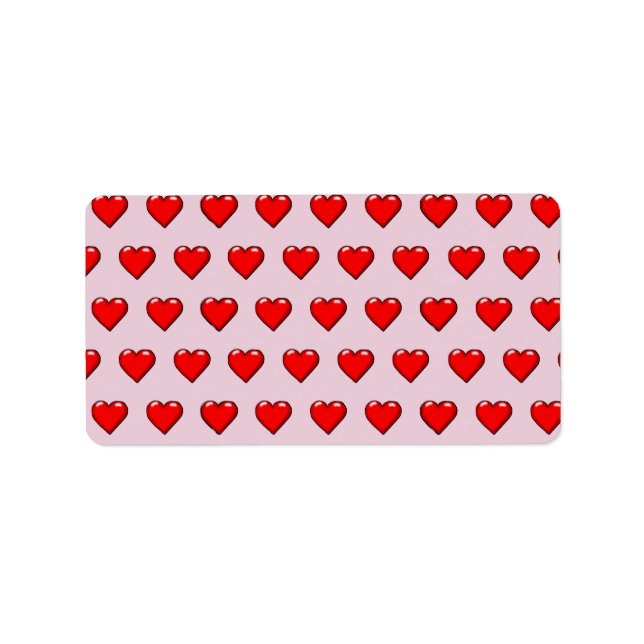 Etiqueta Patrón de corazones rojos (Frente)