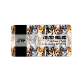 Etiqueta Patrón de Corgi Dog de color de agua suave