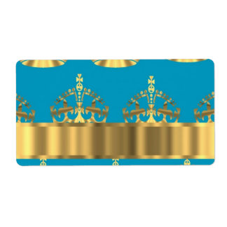 Etiqueta Patrón de corona de oro y Aqua