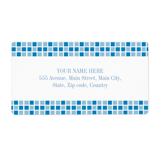 Etiqueta Patrón de cuadrados azules (Frente)