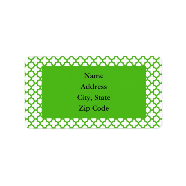 Etiqueta Patrón de cuatrefoil verde de Kelly (Frente)