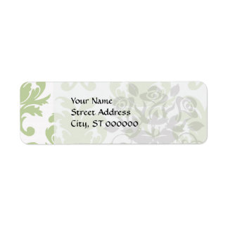 Etiqueta patrón de damasco grande de negrita verde sage