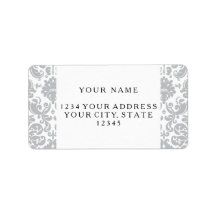 Patrón de Damasco gris y blanco elegante