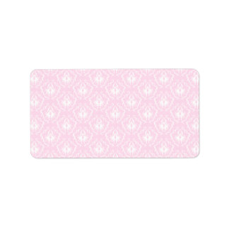 Etiqueta Patrón de damasco rosa pálido con blanco.