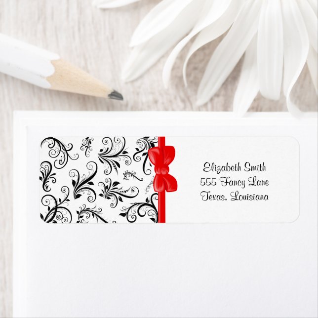 Etiqueta Patrón de Damask, Damasco francés, negro y blanco (In situ)