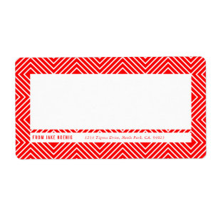 Etiqueta Patrón de diamante GEOMÉTRICO MODERNO trendy rojo 