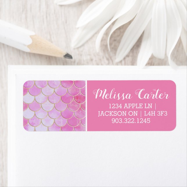 Etiqueta Patrón de escala de sirena para pasteles rosados y (In situ)