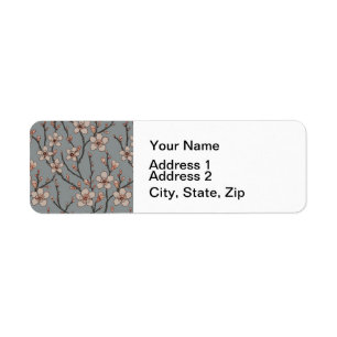 Etiqueta Patrón de floración rosa y gris vintage