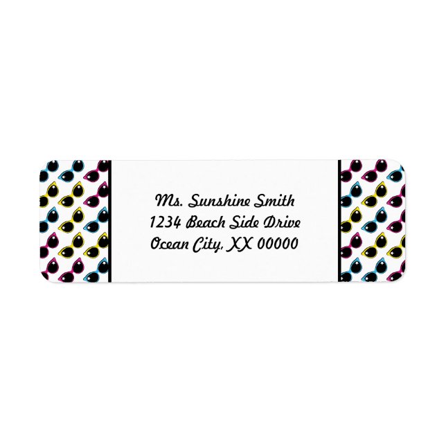 Etiqueta Patrón de gafas de sol de gato retro (Frente)