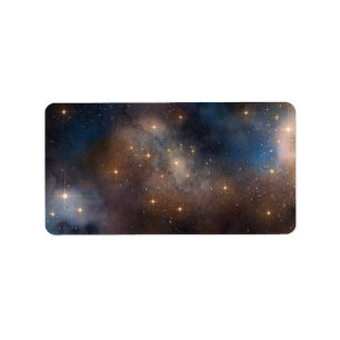 Etiqueta Patrón de Galaxia Espacial Estrellas Brillantes Az