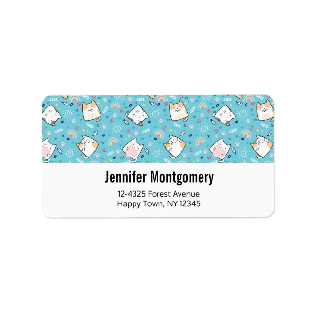 Etiqueta Patrón de gato kitty caprichoso (Frente)