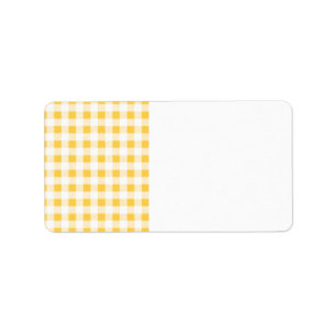 Etiqueta Patrón de Gingham blanco amarillo