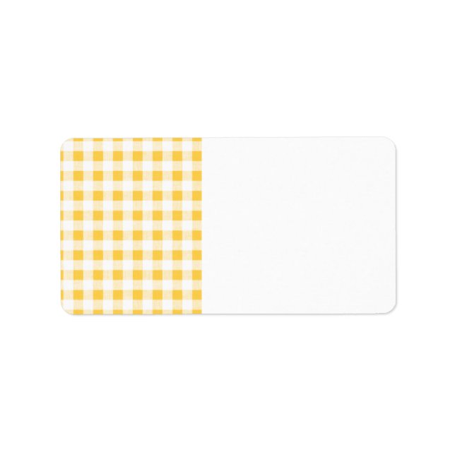 Etiqueta Patrón de Gingham blanco amarillo (Frente)