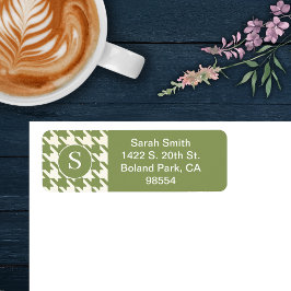 Etiqueta Patrón de Houndstap clásico Sage Verde y Blanco