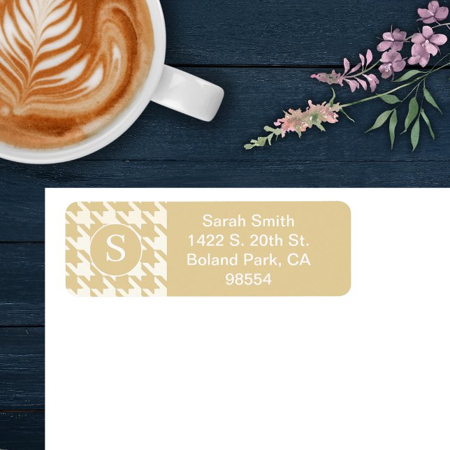 Etiqueta Patrón de Houndstaso clásico Beige Tan y blanco (Subido por el creador)