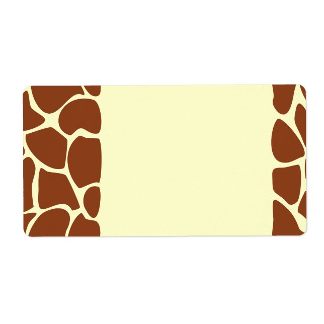 Etiqueta Patrón de impresión de jirafas marrones. (Frente)
