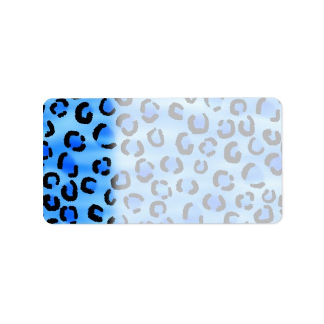 Etiqueta Patrón de impresión de leopardo azul. (Frente)