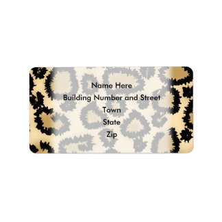 Etiqueta Patrón de impresión de leopardo, marrón y negro.