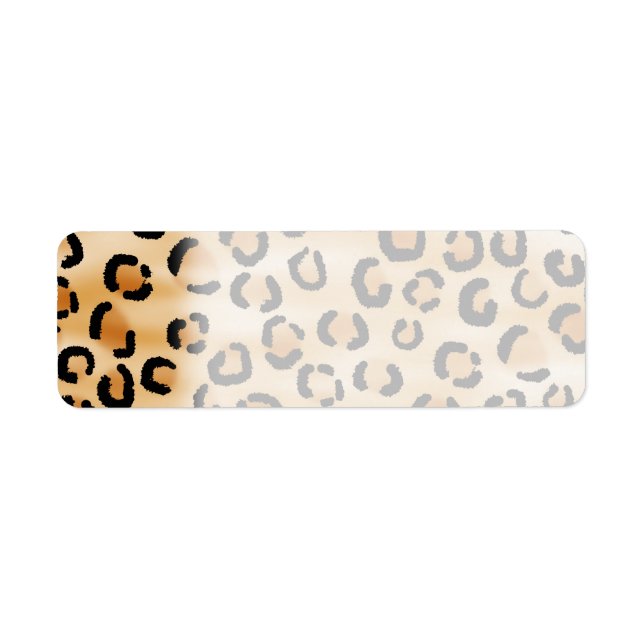 Etiqueta Patrón de impresión de leopardo negro y marrón. (Frente)