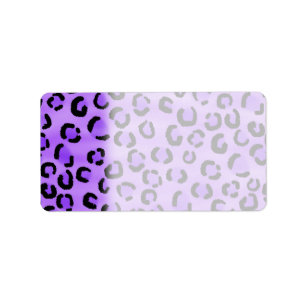 Etiqueta Patrón de impresión de leopardo púrpura.