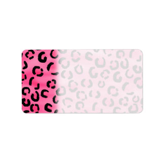 Etiqueta Patrón de impresión de leopardo rosa brillante.