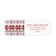 Patrón de Isla Feria de Invierno Rojo y Negro