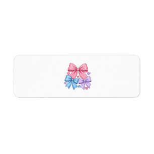 Etiqueta Patrón de lazo de cinta lindo – Lazo rosa, azul y