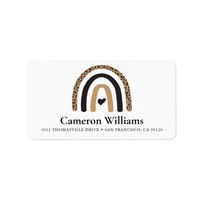 Etiqueta Patrón de leopardo arco iris (Frente)