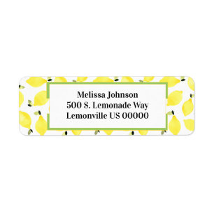 Etiqueta Patrón de limón brillante de verano fresco + verde