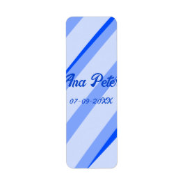 Etiqueta Patrón de líneas retro boho pastel azul añadir nom