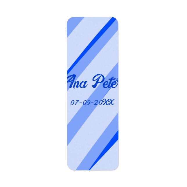 Etiqueta Patrón de líneas retro boho pastel azul añadir nom (Frente)