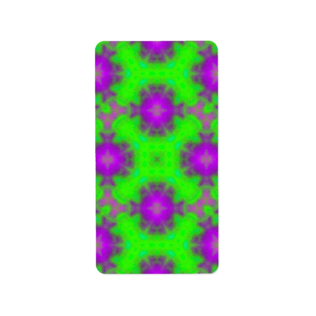 Etiqueta patrón de llama púrpura verde (Frente)