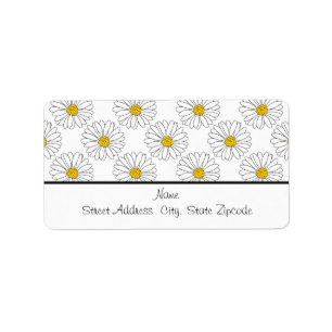 Etiqueta Patrón de margarita blanca amarilla