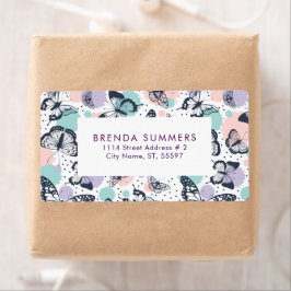 Etiqueta Patrón de mariposas coloridas