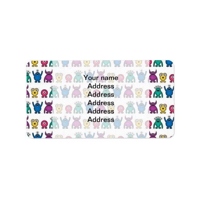 Etiqueta Patrón de monstruos alienígenas del arco iris de K (Frente)