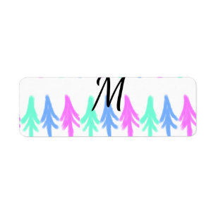 Etiqueta Patrón de Navidad simple en acuarela con monograma