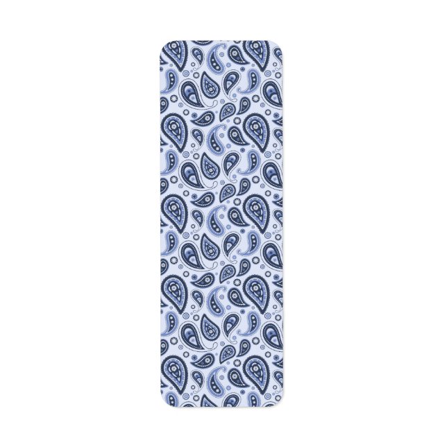 Etiqueta Patrón de Paisley Azul (Frente)
