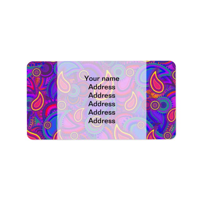 Etiqueta Patrón de paisley púrpura (Frente)