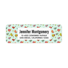 Etiqueta Patrón de pájaros caprichosos