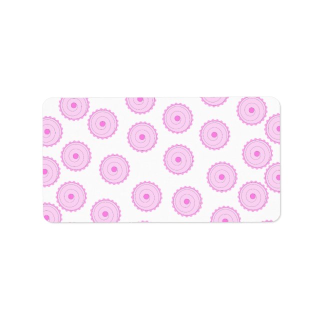 Etiqueta Patrón de pastel rosa. (Frente)