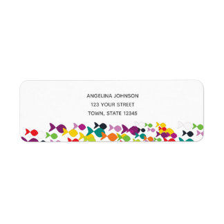 Etiqueta Patrón de pescado del mar Moda de verano brillante